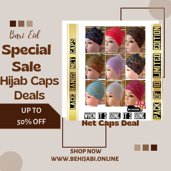 Pack of 10 LADIES LACE BANDS NET - BONNET - BONE - CAP HIJAB UNDER SCARF Arab Cap Fashion