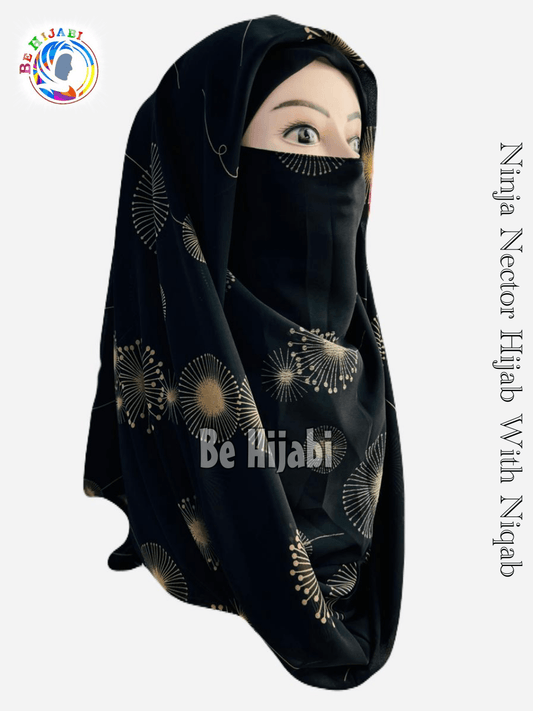 Printed Ninja Nector Hijab With Niqab Design 49