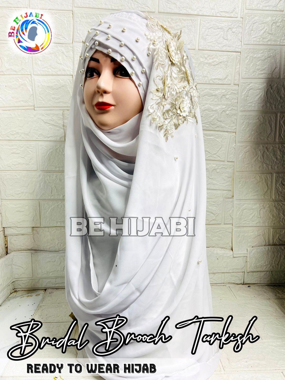 Bridal Turkish Hijab White