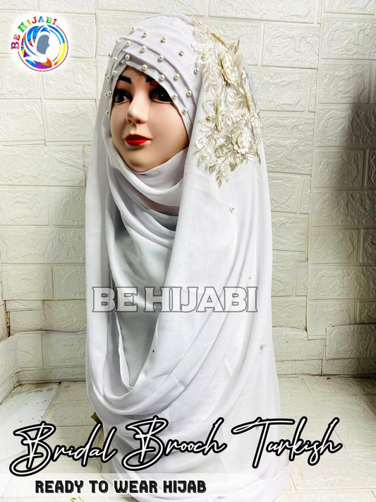 Bridal Turkish Hijab White