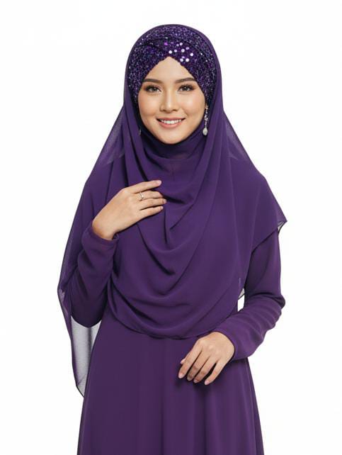 Bridal Hijab Shining Star 2.0 Dark Purple