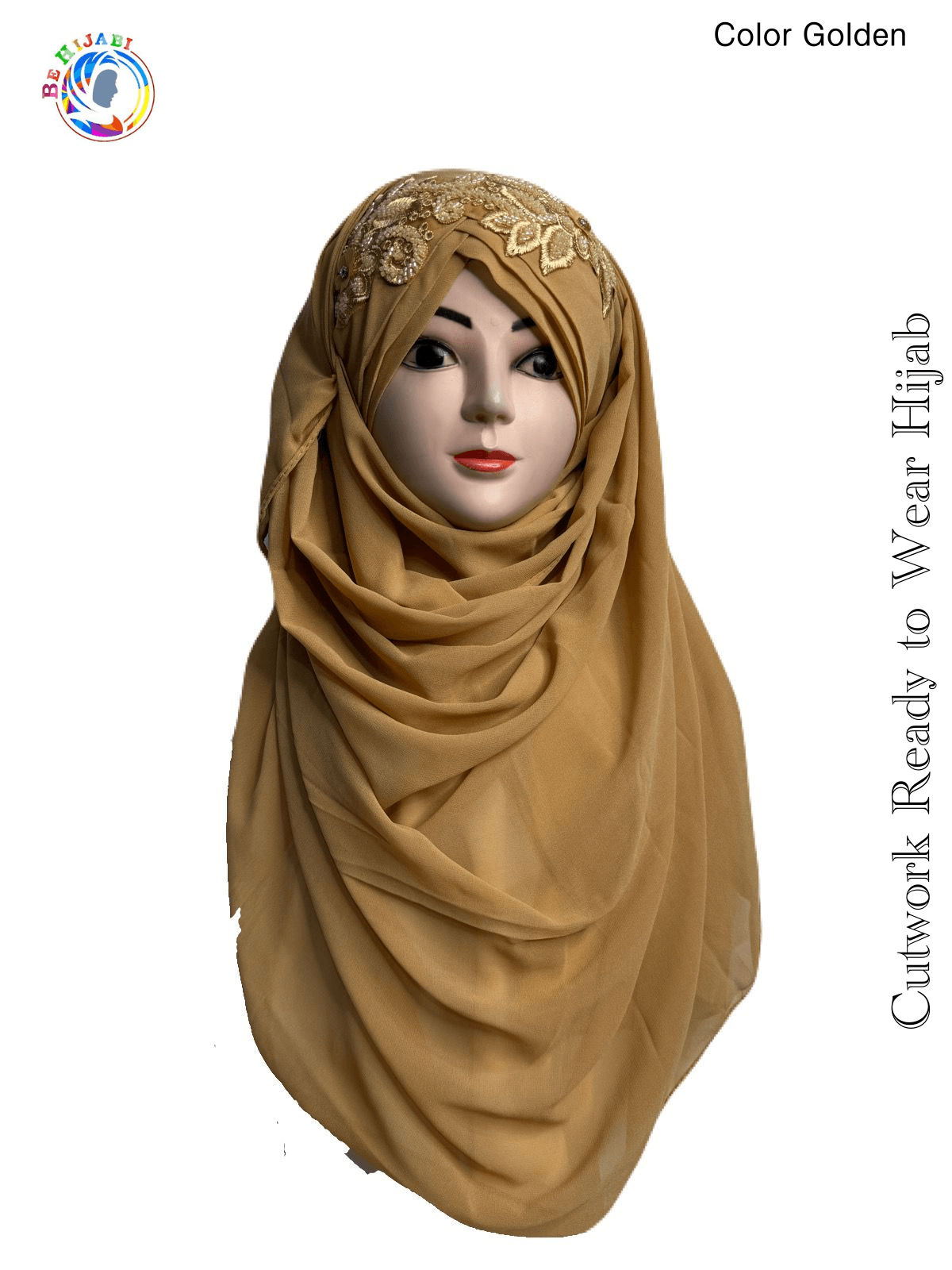 Cutwork Ready to Wear Hijab Color - Golden