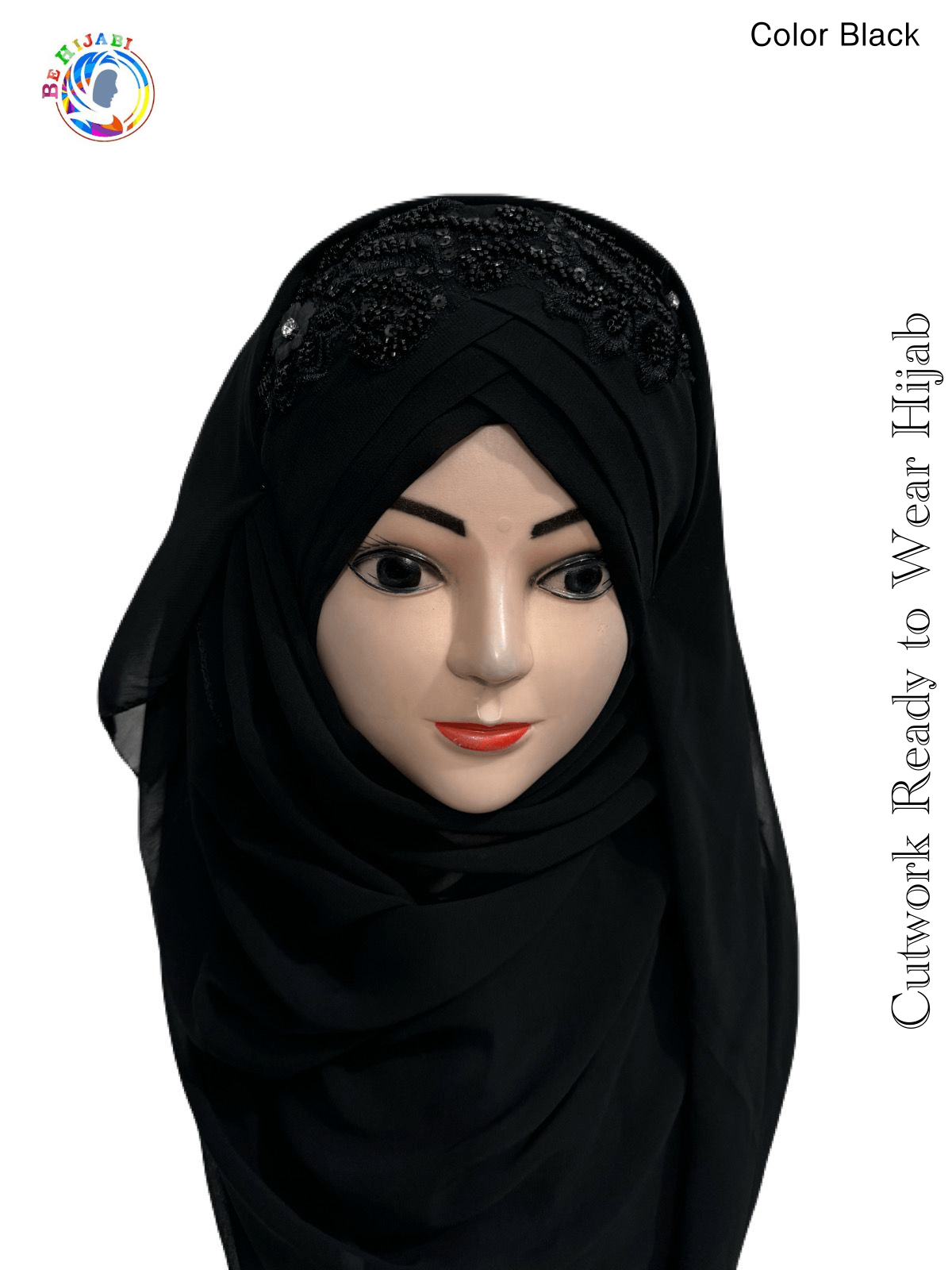 Cutwork Ready to Wear Hijab Color - Black