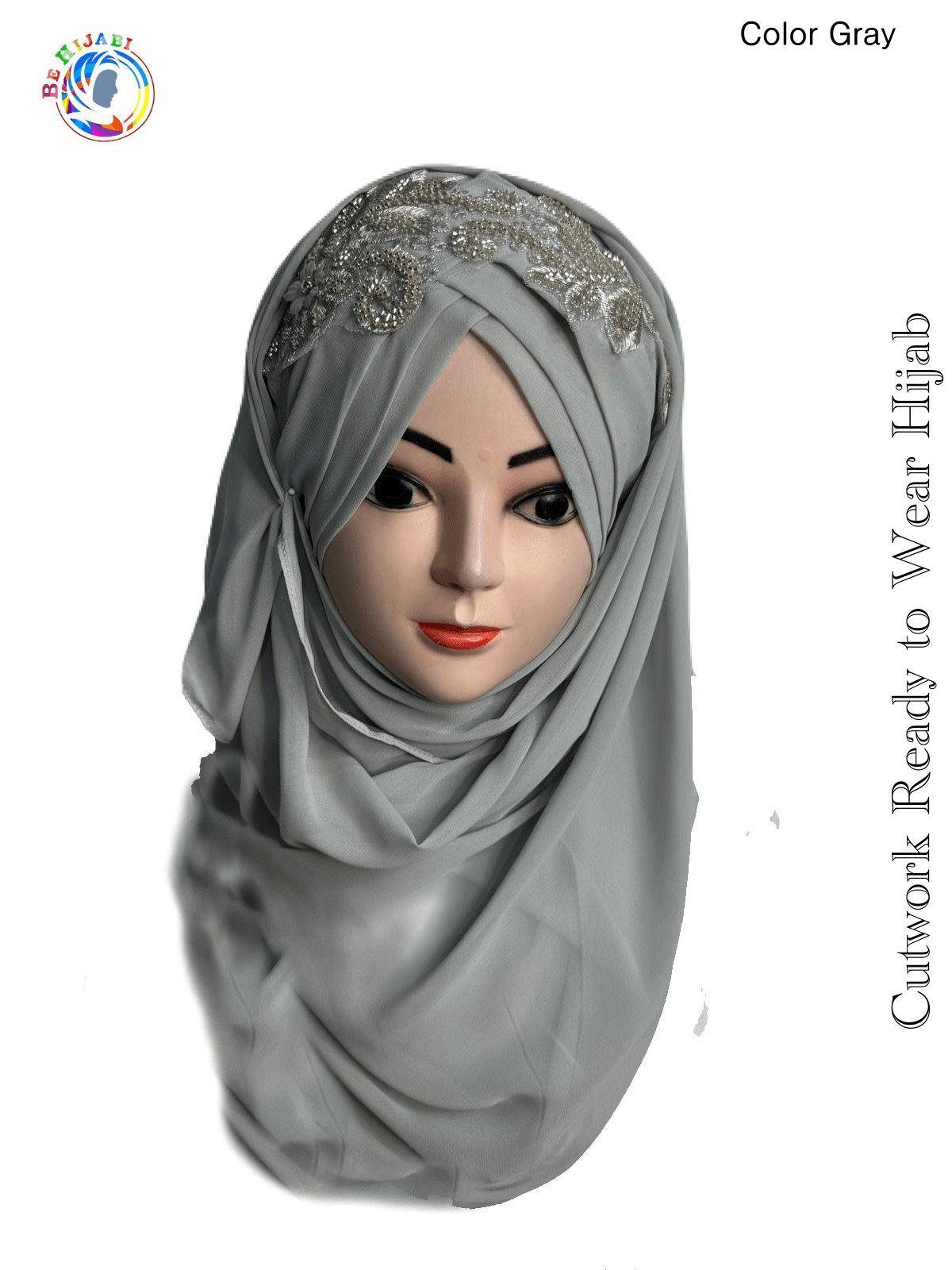 Cutwork Ready to Wear Hijab Color - Gray