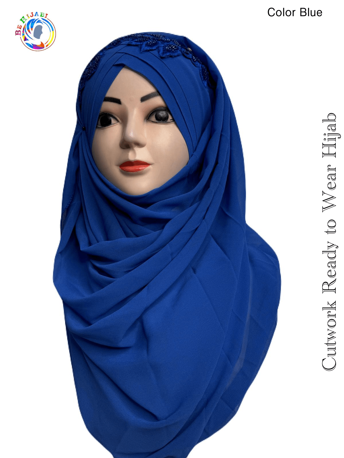 Cutwork Ready to Wear Hijab Color - Blue