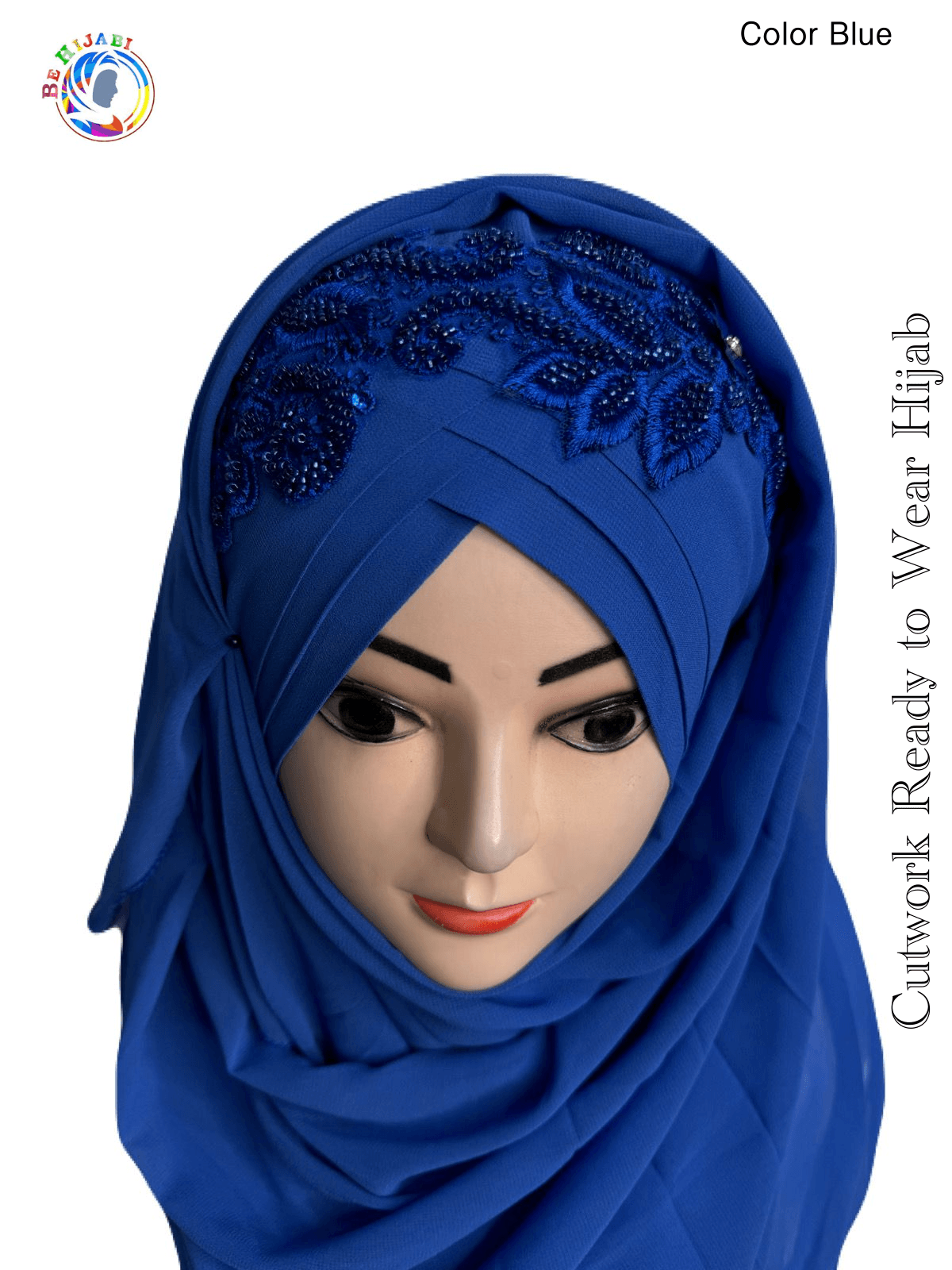 Cutwork Ready to Wear Hijab Color - Blue