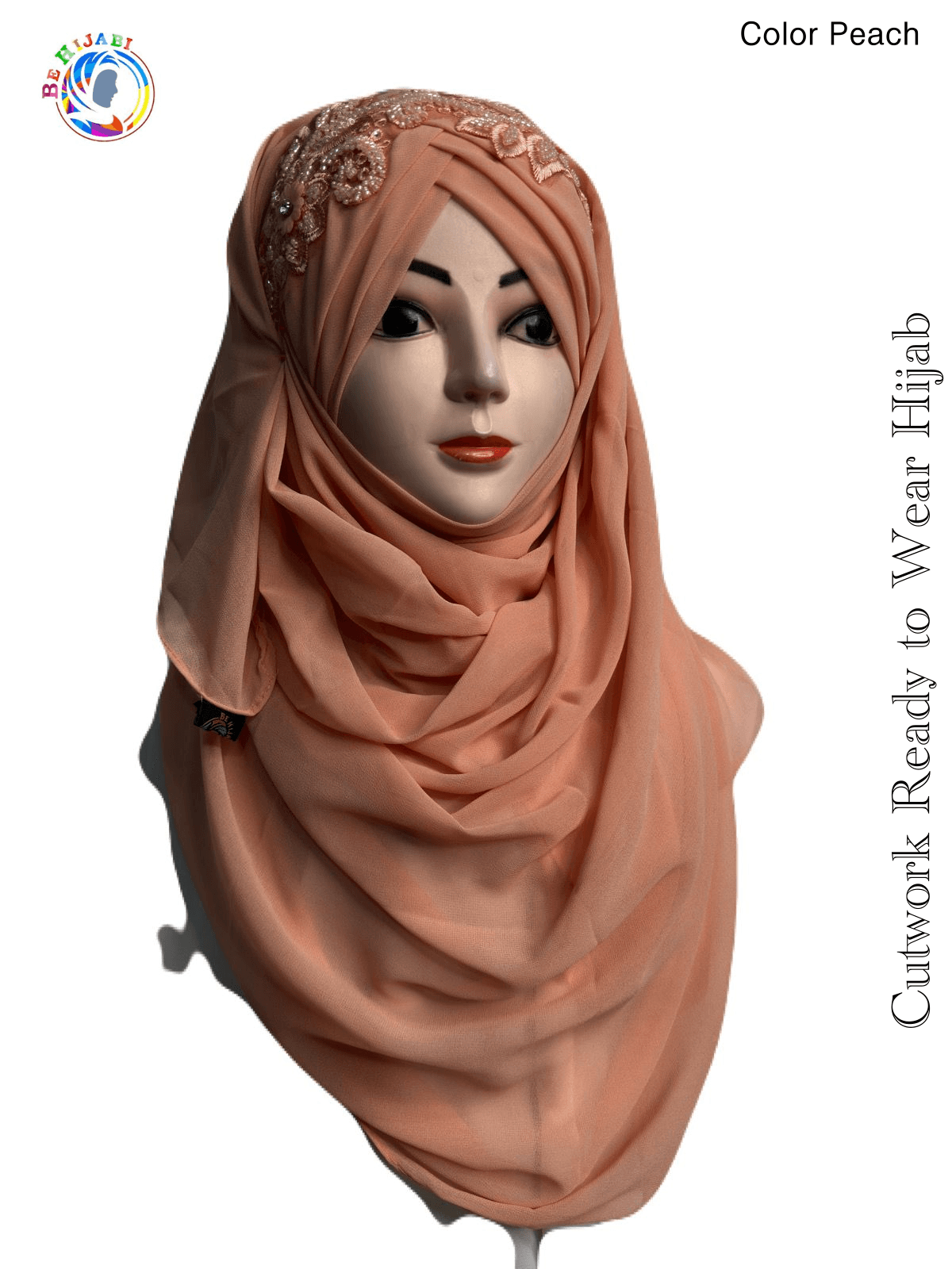 Cutwork Ready to Wear Hijab Color - Peach