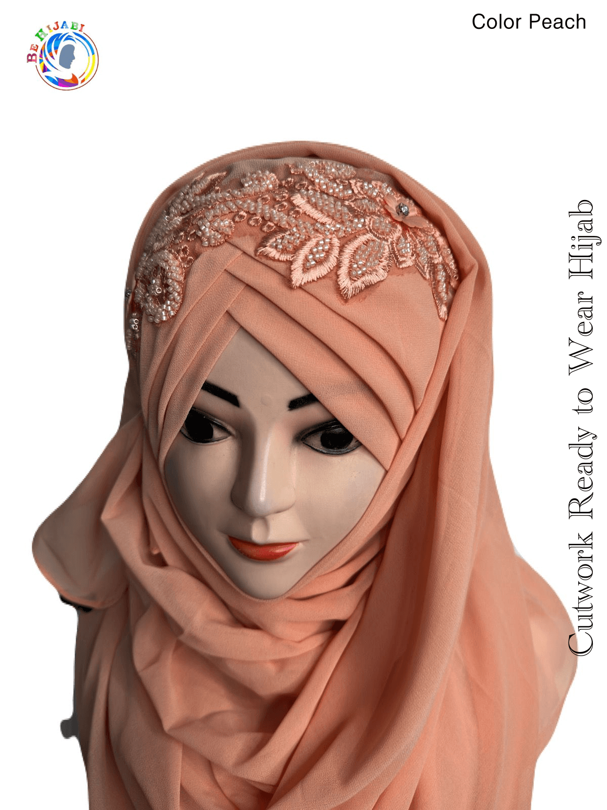 Cutwork Ready to Wear Hijab Color - Peach