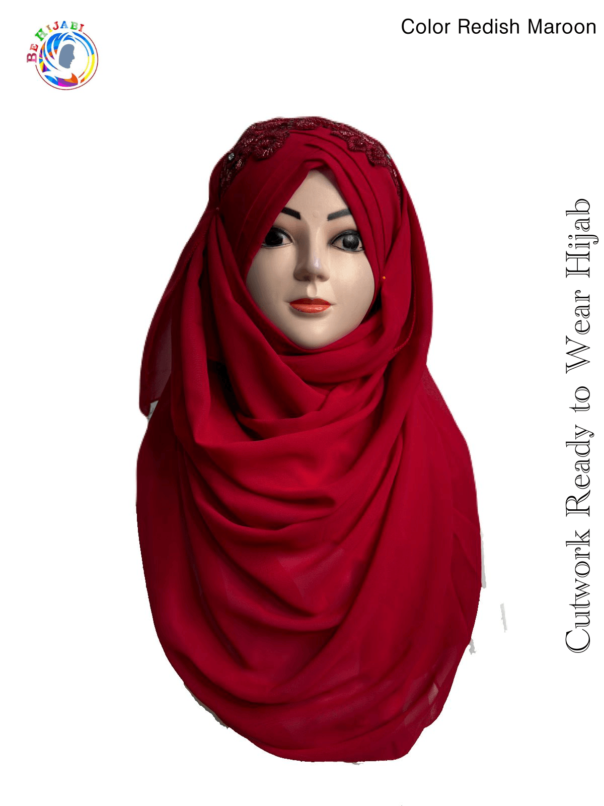 Cutwork Ready to Wear Hijab Color - Redish Maroon