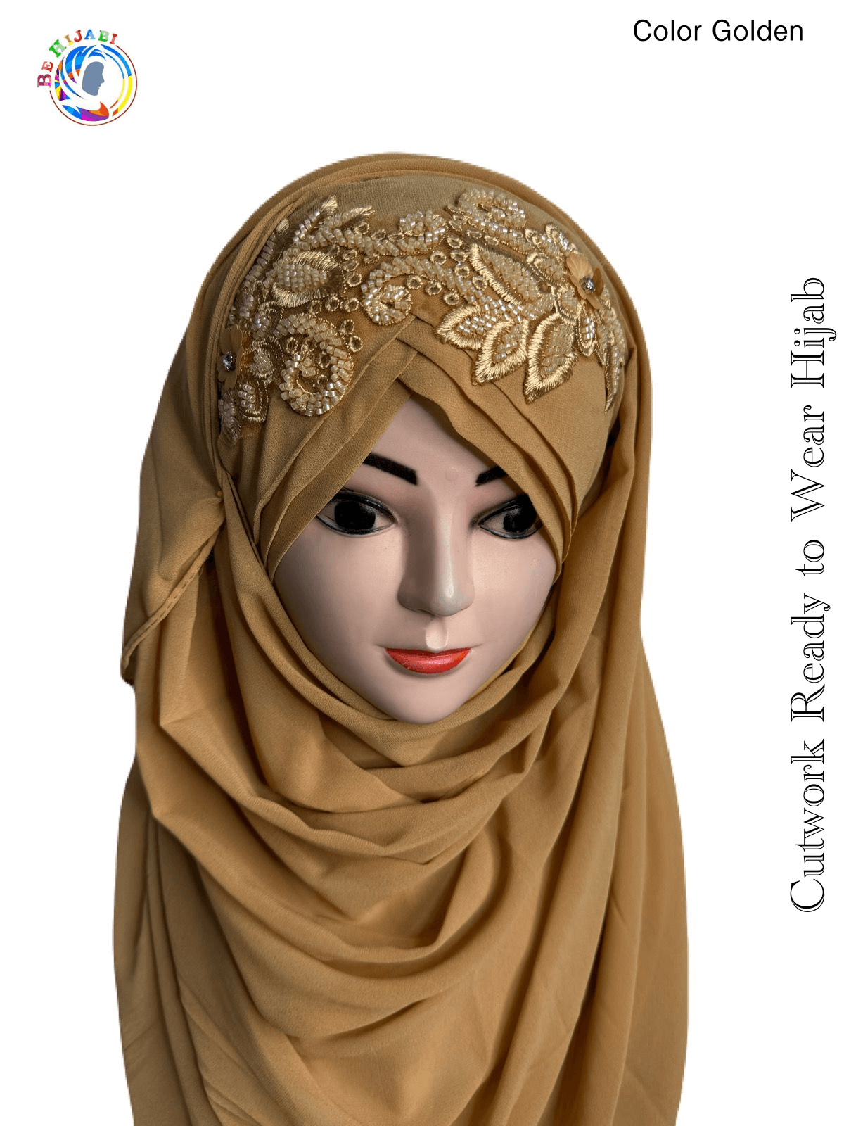 Cutwork Ready to Wear Hijab Color - Golden