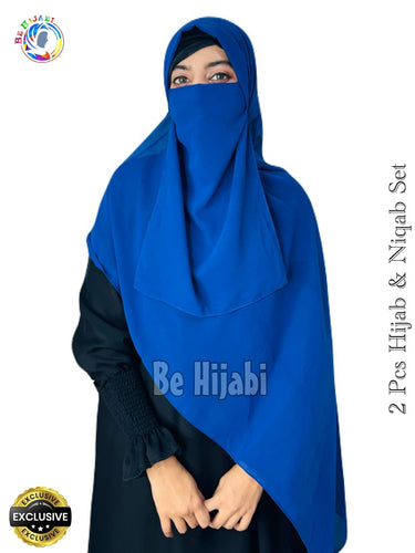 2 Pcs Hijab & Niqab Set Color Royal Blue