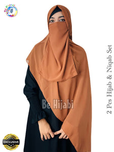 2 Pcs Hijab & Niqab Set Color Cocoa Brown