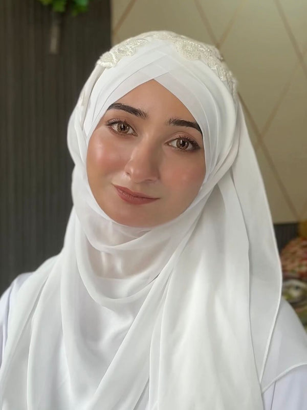 Cutwork Ready to Wear Hijab Color - White