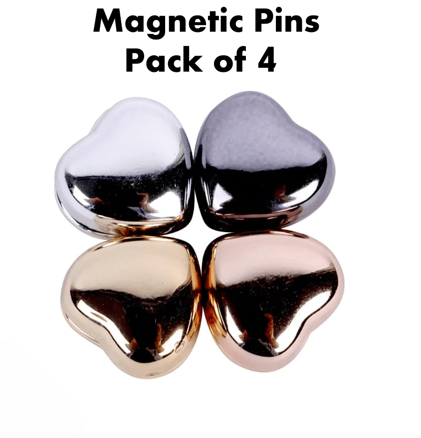 Pack of 4 Pcs Decent Heart Shape Imported Quality Premium Strong Hijab Magnetic Pins metallic