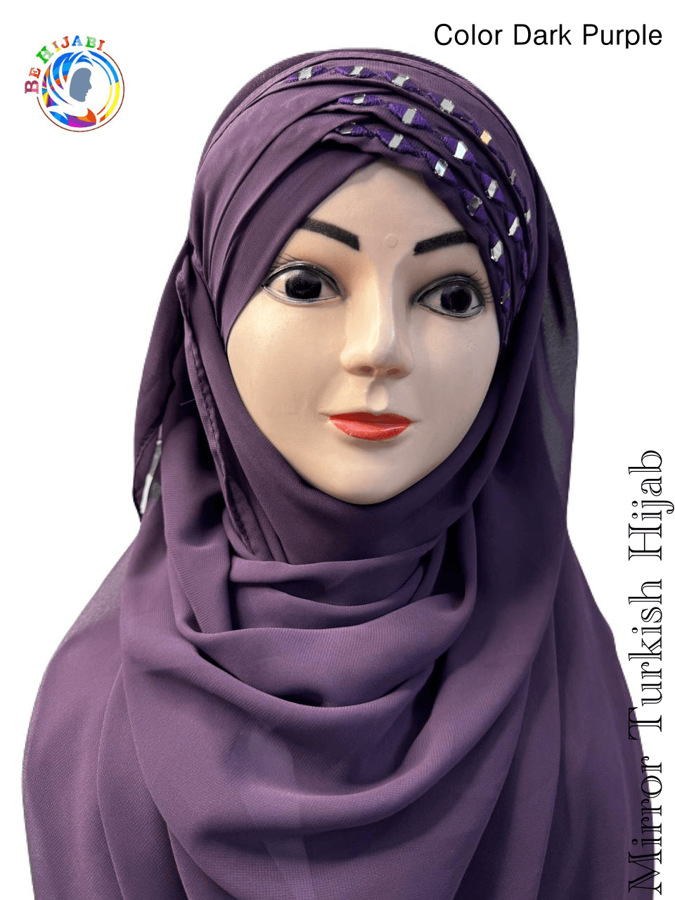 Mirror Turkish Ready To Wear Hijab Color Dark Purple