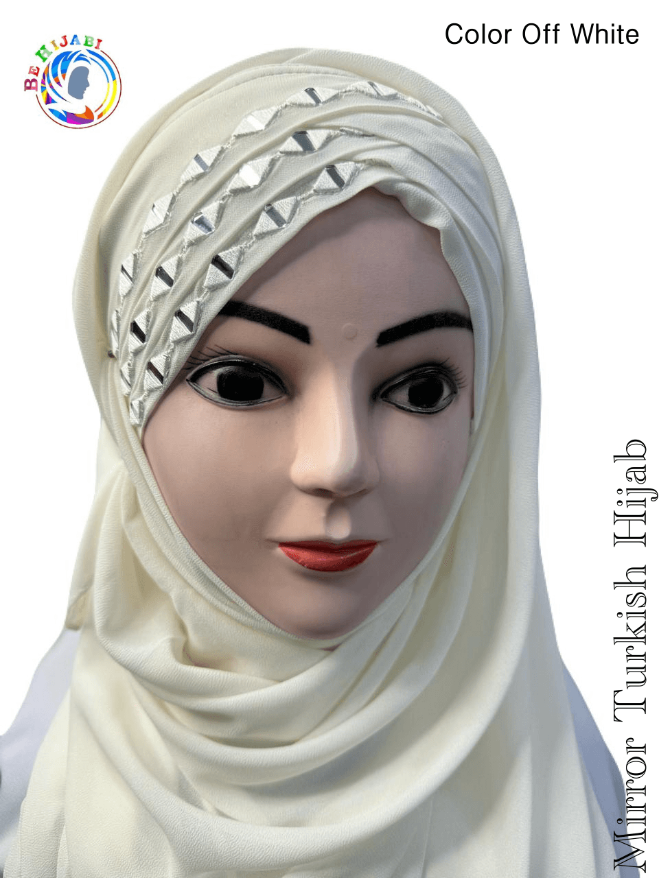 Mirror Turkish Ready To Wear Hijab Color Off White