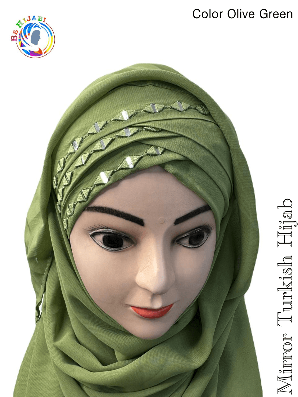 Mirror Turkish Ready To Wear Hijab Color Olive Green