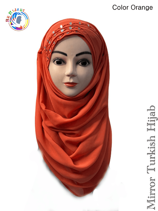 Mirror Turkish Ready To Wear Hijab Color Orange