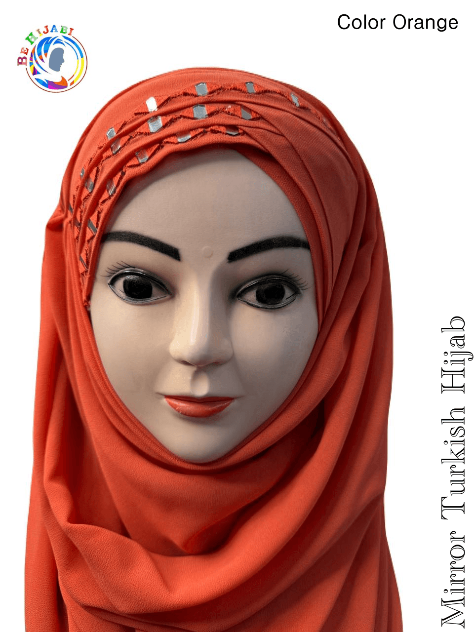 Mirror Turkish Ready To Wear Hijab Color Orange