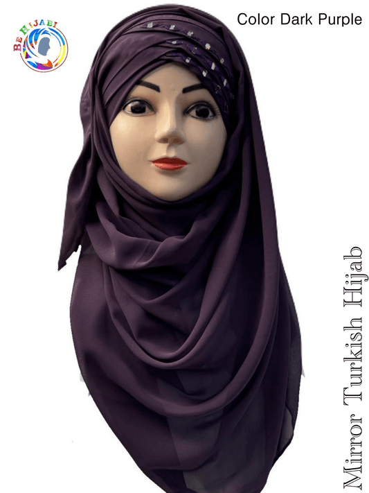 Mirror Turkish Ready To Wear Hijab Color Dark Purple