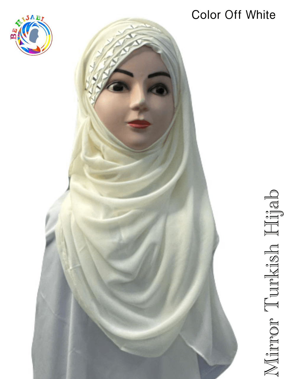 Mirror Turkish Ready To Wear Hijab Color Off White