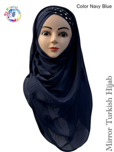 Mirror Turkish Ready To Wear Hijab Color Navy Blue