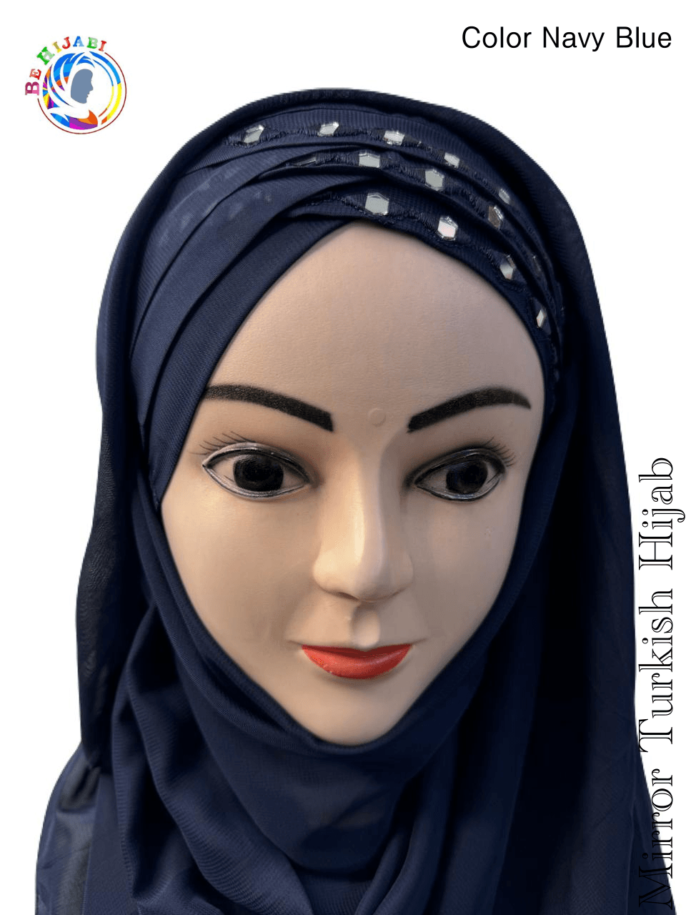 Mirror Turkish Ready To Wear Hijab Color Navy Blue