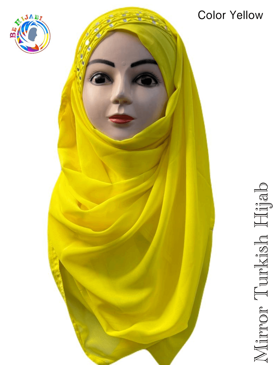 Mirror Turkish Ready To Wear Hijab Color Yellow