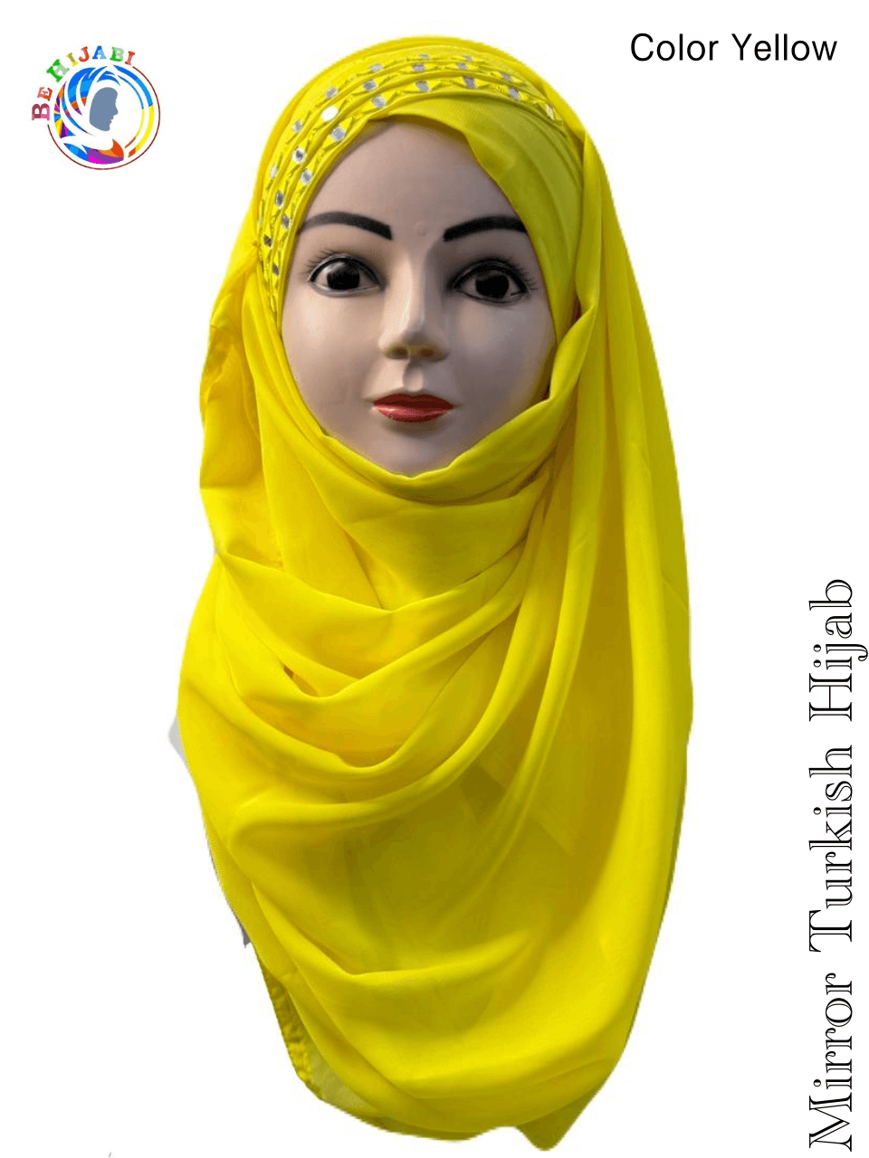 Mirror Turkish Ready To Wear Hijab Color Yellow