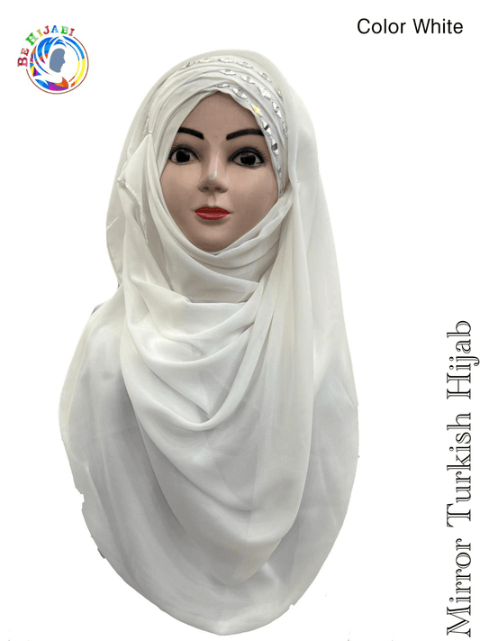 Mirror Turkish Ready To Wear Hijab Color White