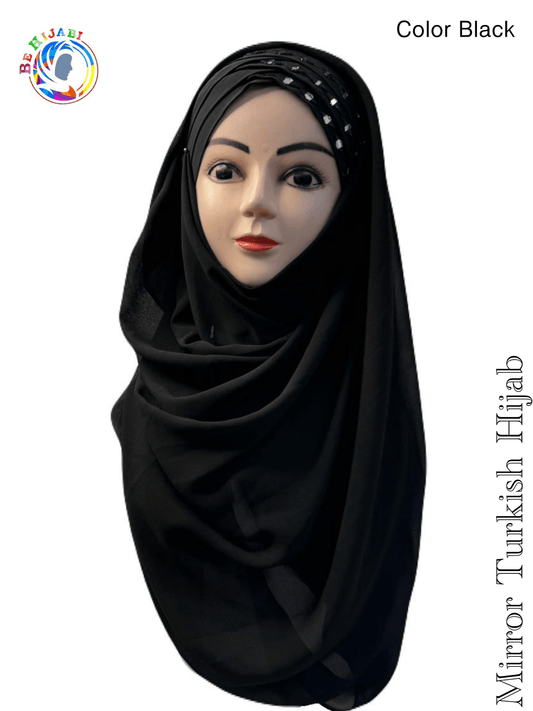 Mirror Turkish Ready To Wear Hijab Color Black