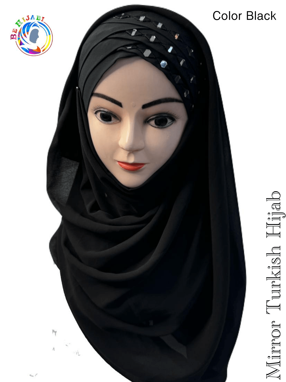 Mirror Turkish Ready To Wear Hijab Color Black