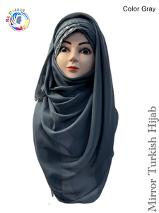 Mirror Turkish Ready To Wear Hijab Color Dark Grey