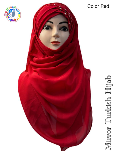 Mirror Turkish Ready To Wear Hijab Color Red