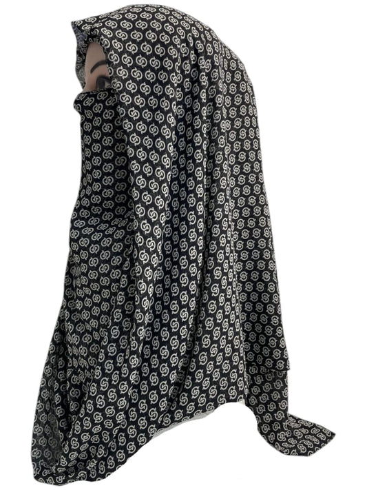 Printed Ninja Nector Hijab With Niqab Design D3