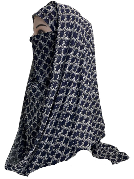 Printed Ninja Nector Hijab With Niqab Design D4
