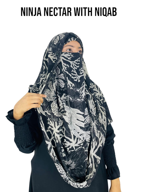 Premium Printed Ninja Nector Hijab With Niqab Design P19