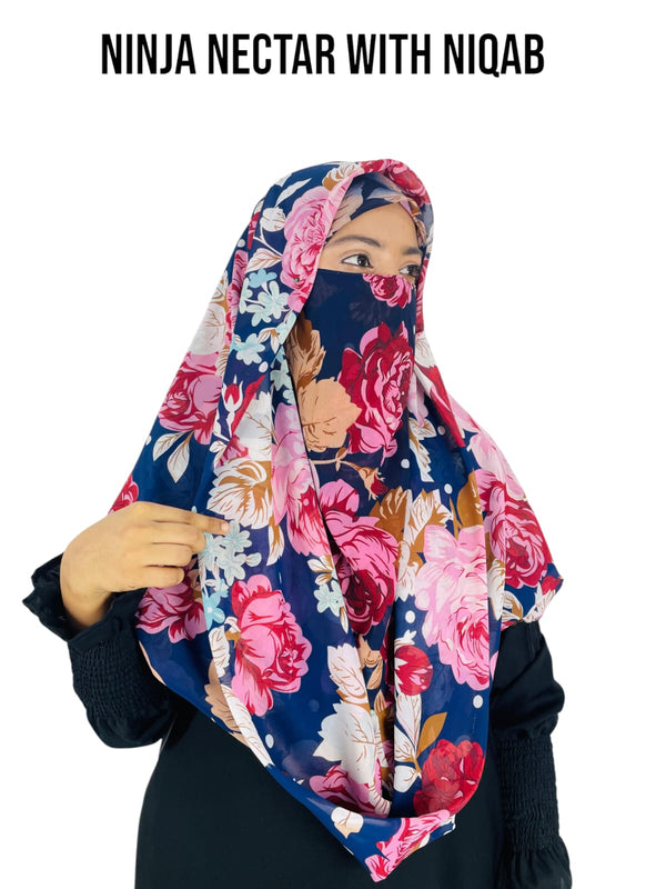 Premium Printed Ninja Nector Hijab With Niqab Design P18