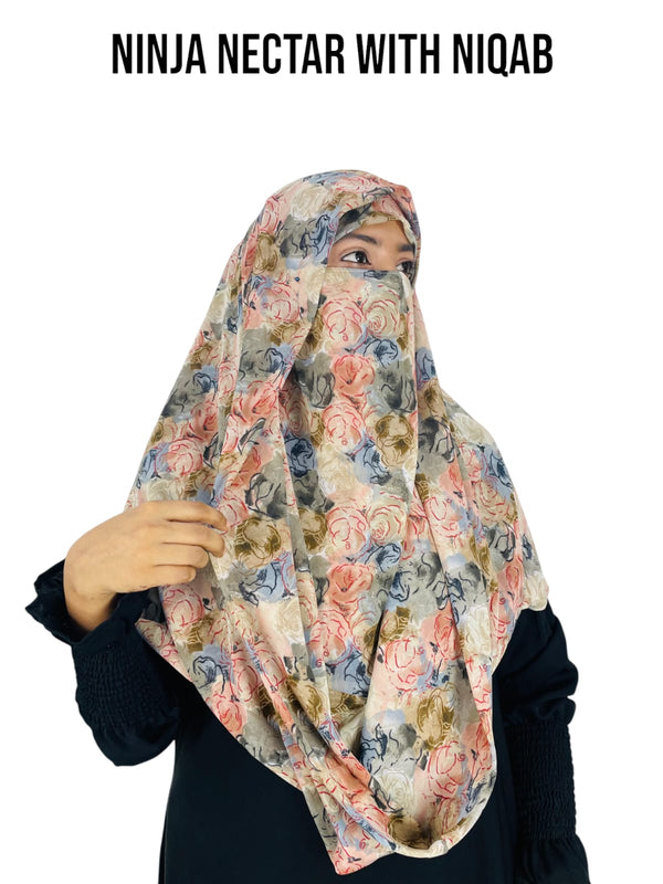 Premium Printed Ninja Nector Hijab With Niqab Design P21