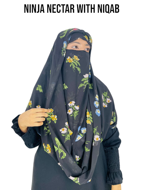 Premium Printed Ninja Nector Hijab With Niqab Design P20