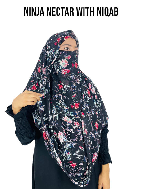Premium Printed Ninja Nector Hijab With Niqab Design P17