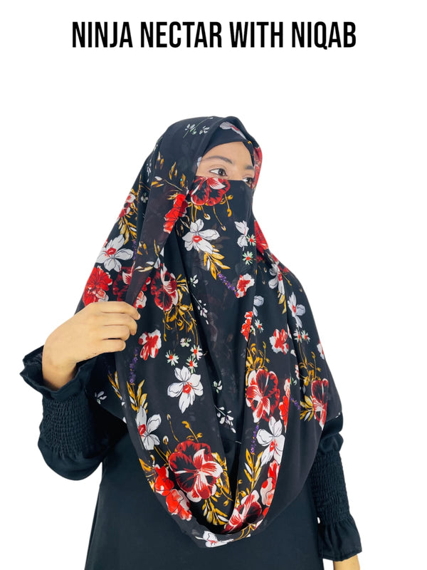 Premium Printed Ninja Nector Hijab With Niqab Design P16
