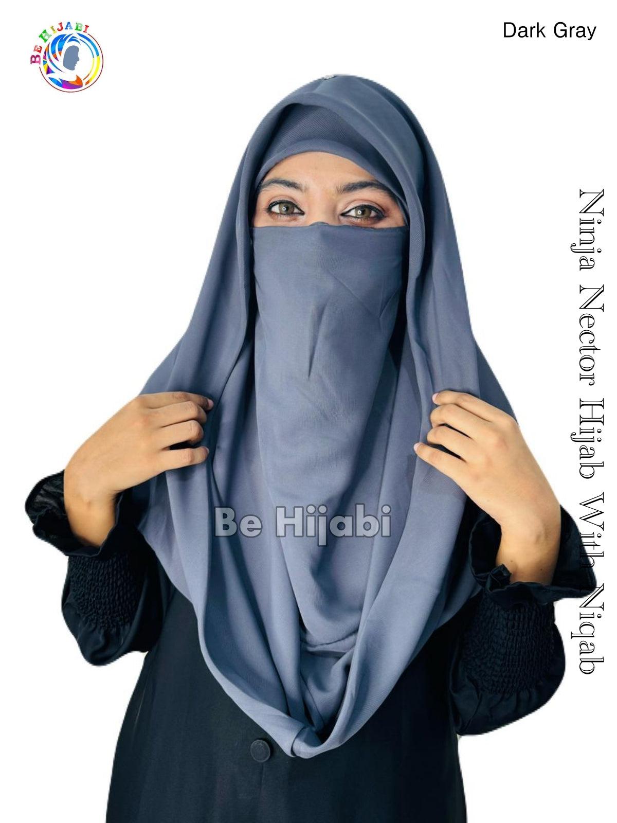 Ninja Nector Hijab With Niqab Color Gray