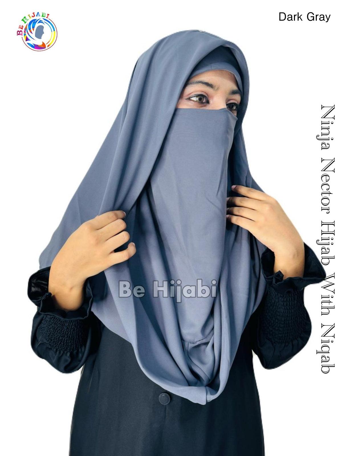 Ninja Nector Hijab With Niqab Color Gray