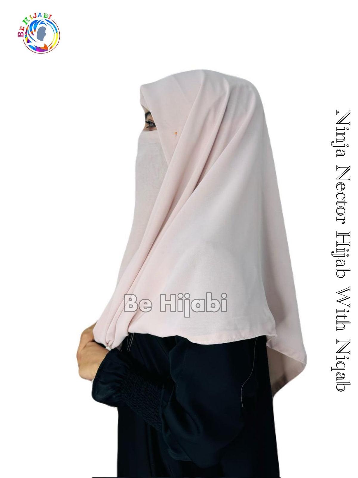 Ninja Nector Hijab With Niqab Color Powder Pink