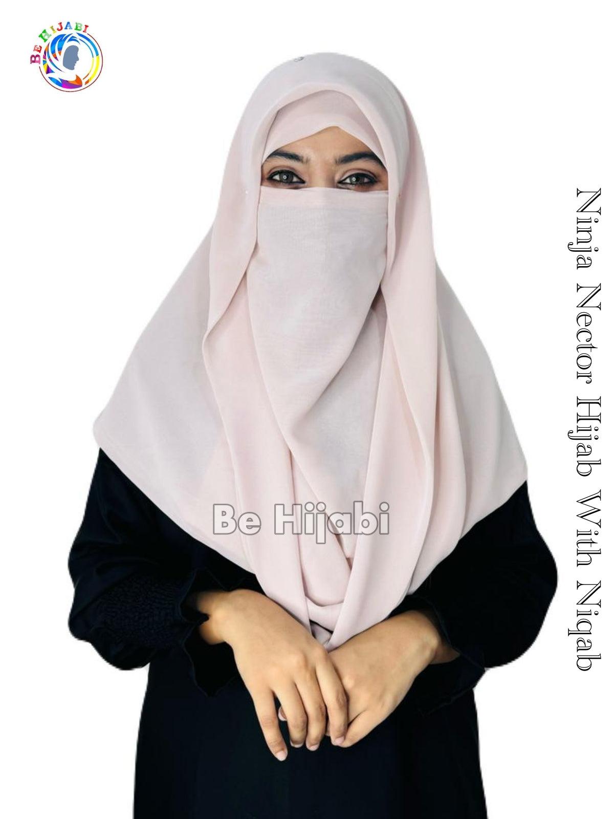 Ninja Nector Hijab With Niqab Color Powder Pink