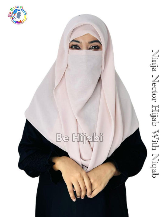 Ninja Nector Hijab With Niqab Color Powder Pink