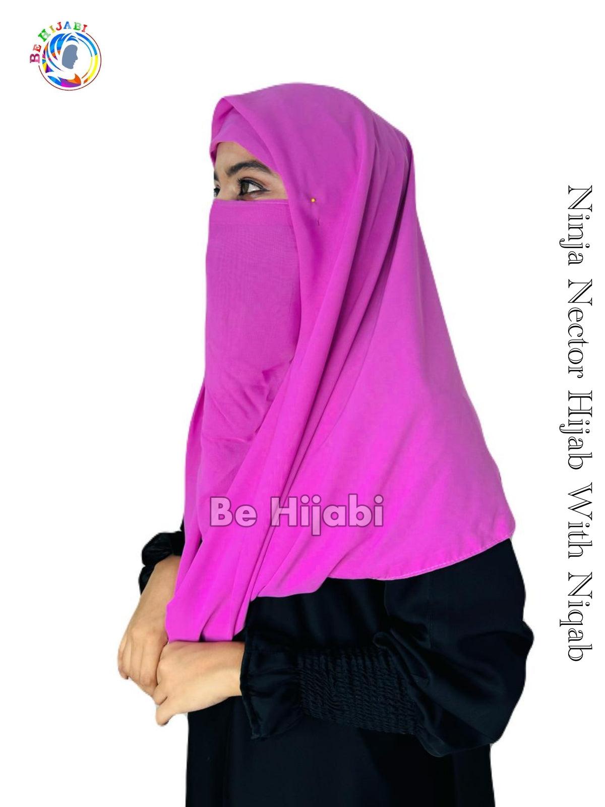 Ninja Nector Hijab With Niqab Color Magenta