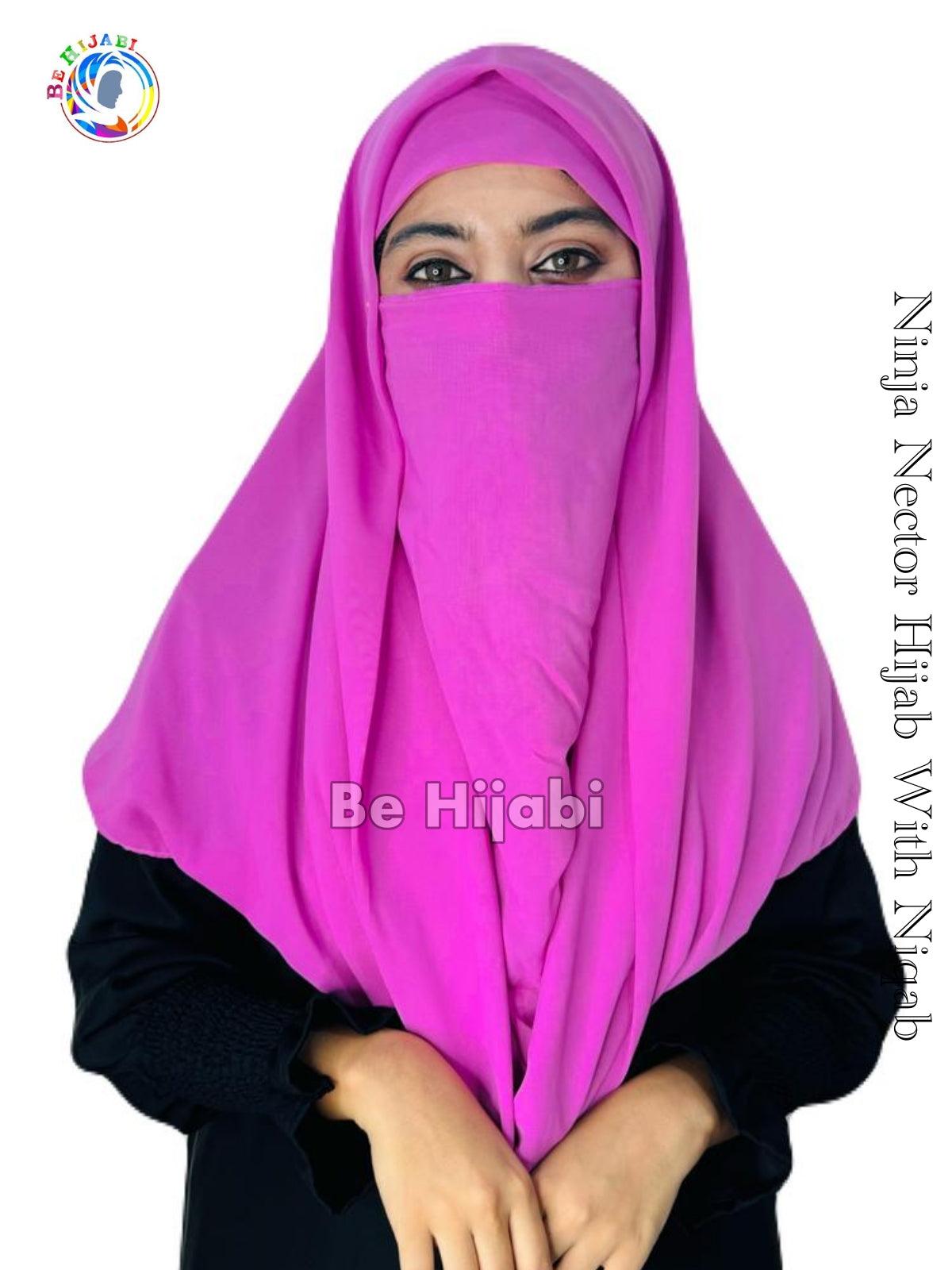 Ninja Nector Hijab With Niqab Color Magenta