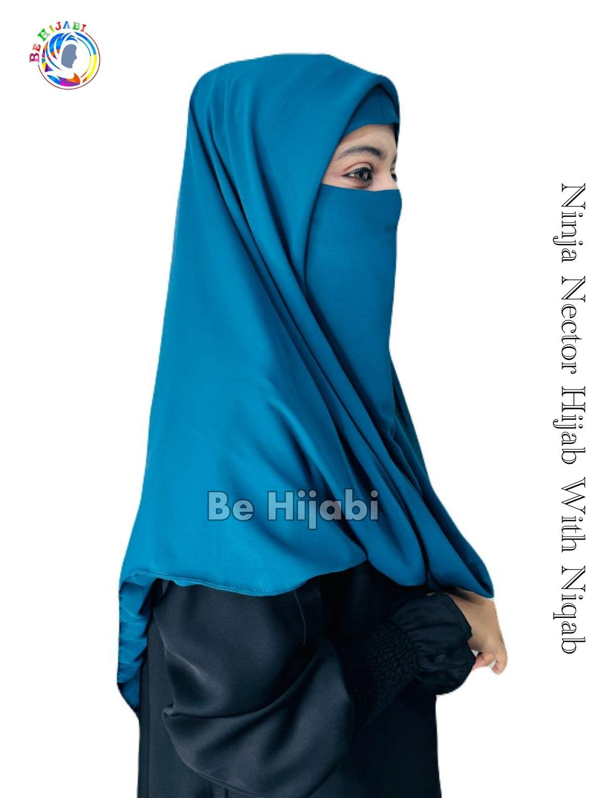 Ninja Nector Hijab With Niqab Color Teal Blue